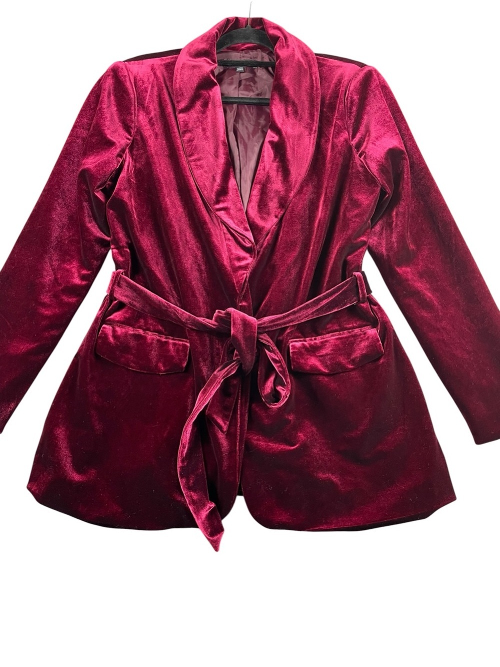 INC Int'l Concepts Burgundy Velvet Chic Elegant Holiday Fun Wrap Blazer Pant Set